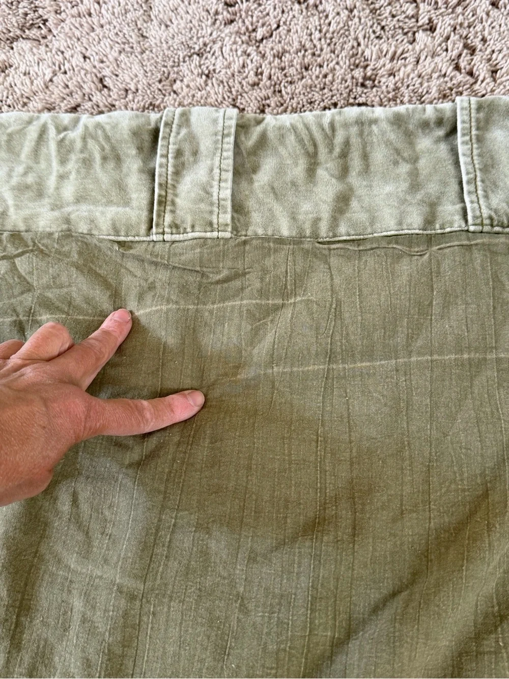 Anthropologie trova scalloped edge velvet curtain panel Olive green
